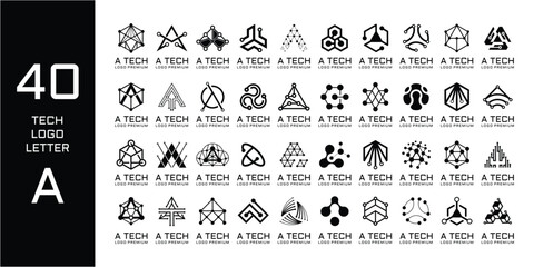 Technology logo bundle letter A.
