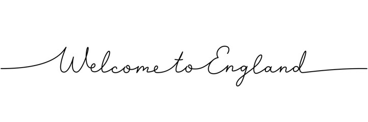 Welcome to England - word with continuous one line. Minimalist drawing of phrase illustration. England country - continuous one line illustration.