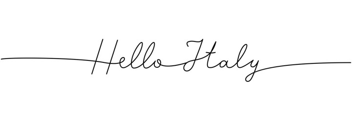 Hello Italy - word with continuous one line. Minimalist drawing of phrase illustration. Italy country - continuous one line illustration.