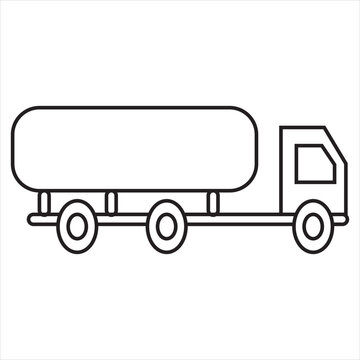 Vector, Image of oil truck, Black and white color, with transparent background