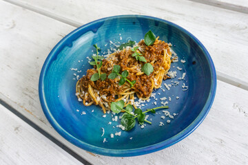 Spaghetti mit einer Bolognese Sauce 