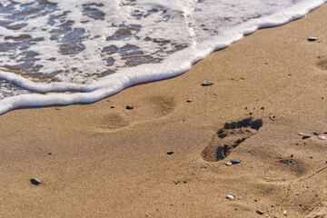 footprints on the shore