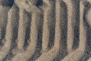 furrows on the beach sand