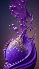 Fototapeta na wymiar Glittery Purple Liquid Blob Bubble Goo Cosmetics Makeup Generative AI