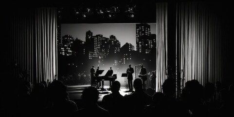 Monochrome Jazz Night in the City, generative ai