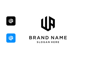 Obraz premium letter WA logo hexagon geometric shape vector template