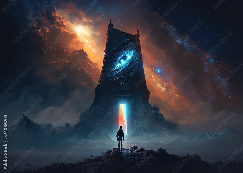 Poster the enchanted sentry at the edge of the universe generative ai