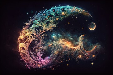 The Glorious Galaxies Found in Our Own Backyards Told Through Fanciful and Timeless Fantasy Bone Imagery Generative AI