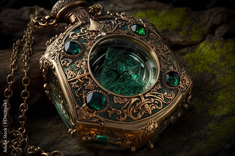 Aufkleber warnings beyond human imagination—emerald mystique embedded in a wivern talisman generative ai
