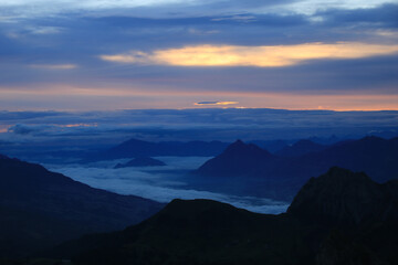 Sunrise view from Mount Brienzer Rothorn, Switzerland.