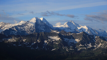 Famous mountains Eiger, Monch and Jungfrau.