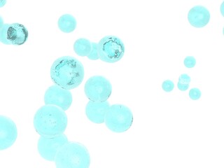 Sky blue liquid clear balls under white background. 3D illustration. 3D CG.