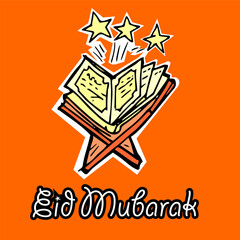 Eid Mubarak, icon sticker vector