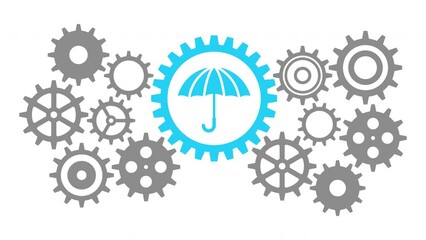 Business gear mechanism concept with umbrella icon - Powered by Adobe