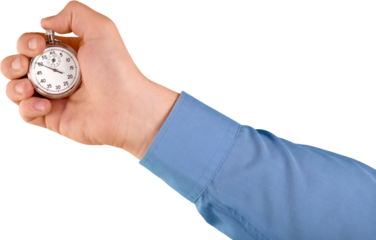 Hand Holding Stopwatch, Isolated