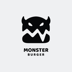 Simple Burger Monster logo design template