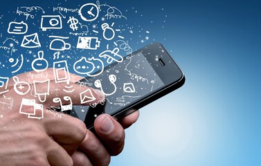 A person use phone with connecting computing technology