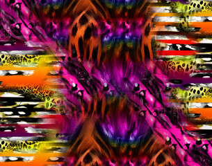 Fototapeta na wymiar Colorful wavy stripes pattern. Fractal colorful pattern. Wavy futuristic background. Abstract digital fractal pattern. Abstract glitch texture. horizontal background 