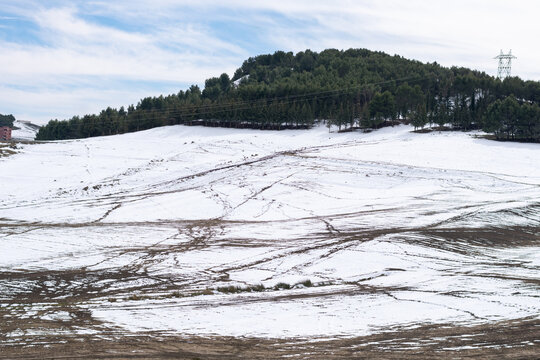 Scenic view of snow-covered lands in northern Setif, Algeria