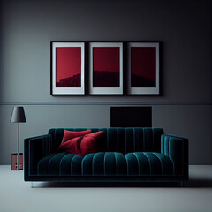 Modern minimalist a velvet couch. Mock-up