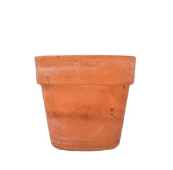 Empty terracotta pot isolated cutout on transparent
