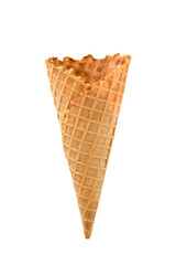 Ice cream waffle wafer cone isolated cutout on transparent