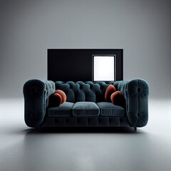 Modern minimalist a velvet couch. Mock-up
