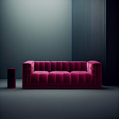 Modern minimalist a velvet couch. Mock-up
