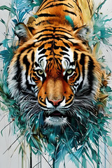 Vivid Watercolor of a Tiger