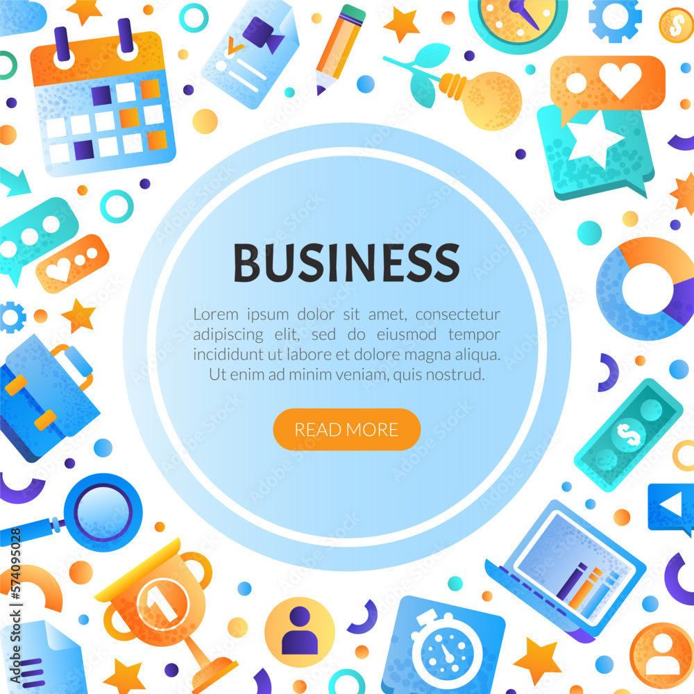 Poster business landing page template. project management, business solutions, workflow and consulting webs