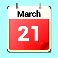 day on the calendar, vector image format, March 21