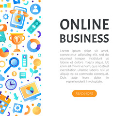 Fototapeta na wymiar Online business landing page template. Business, finance and digital marketing website design vector