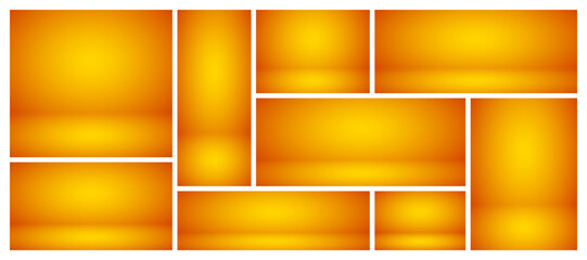 Obraz premium Empty orange studio abstract backgrounds with spotlight effect. Product showcase backdrop. Stage lighting. Vector illustration