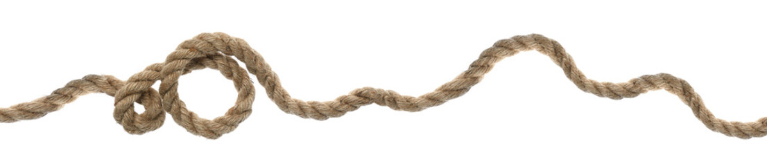 Hemp rope with loop on white background