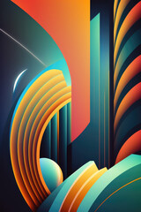 Futuristic Abstract Background, A vivid and dynamic backdrop characterized by sleek lines, geometric shapes, and vibrant colors. 