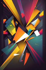 Geometric Abstract Background, A stunning geometric abstract background with a vibrant and dynamic arrangement of shapes and lines that create a sense of movement and depth.