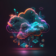 Cloud computing technology concept. Futuristic illustration. AI generative