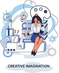 Creative imagination and creativity, original thinking. Originative fantasy of designer or artist. Ability to see things in new line and find unusual solutions to problematic problems in creation