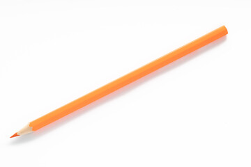 Closeup view of orange pencils on white background