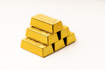 gold ingot on a white background