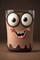 Cute Cartoon Chocolate Milk Character (Created with Generative AI)