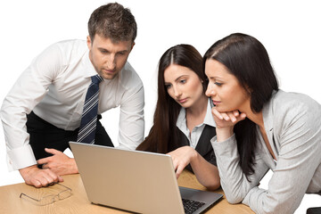 Portrait of Businesspeople Working with Laptop