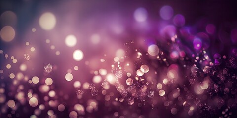 Purple glitter bokeh background. Unfocused shimmer violet and gold sparkle. Crystal droplets wallpaper. Sequins.