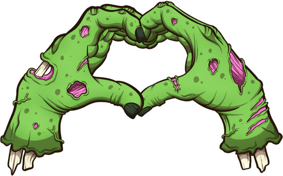 Valentine Zombie Hands. Vector clip art illustration with simple gradients. All in one single layer.