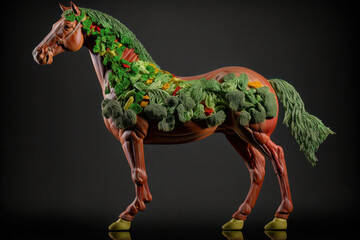 Obraz premium Meat made of plants on dark background (AI Generated).