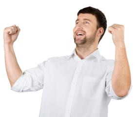 Young handsome business man isolated on white background