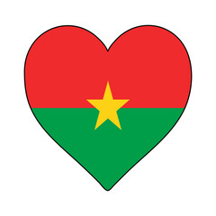 Burkina Faso Heart Shape Flag. Love Burkina Faso. Visit Burkina Faso. Western Africa. African Union. Vector Illustration Graphic Design.