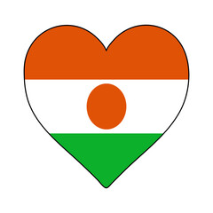 Niger Heart Shape Flag. Love Niger. Visit Niger. Western Africa. African Union. Vector Illustration Graphic Design.