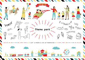 遊園地を楽しむ人達