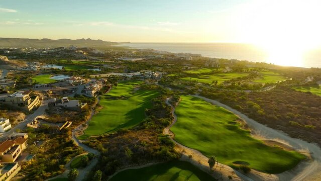 Golf course in baja mexico at sunrise